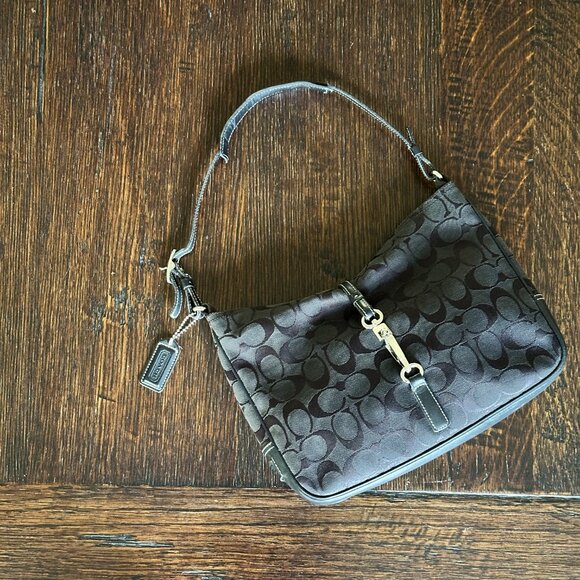 COACH | Black Hampton Shoulder Bag Y2K 6091 - Signature Jacquard - Picture 8 of 10